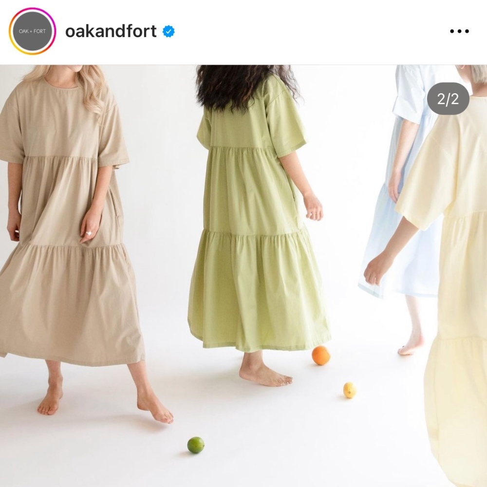 OAK + FORT Women's Maxi Dresses in Beige, Green, and Light Blue